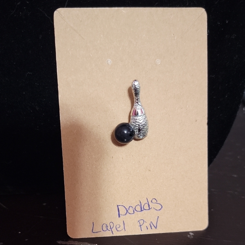 Dodds Bowling Pin And Ball Silver Tone Lapel Pin Pendant